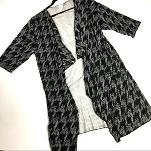 LuLaRoe Large Cardigan Sweater Black White